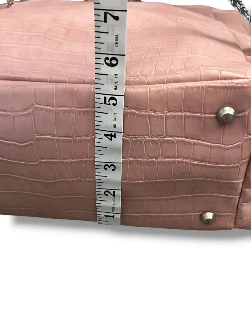 Freshly Picked Faux Leather Rose Pink Crocodile Diaper Bag Backpack Zip Closure